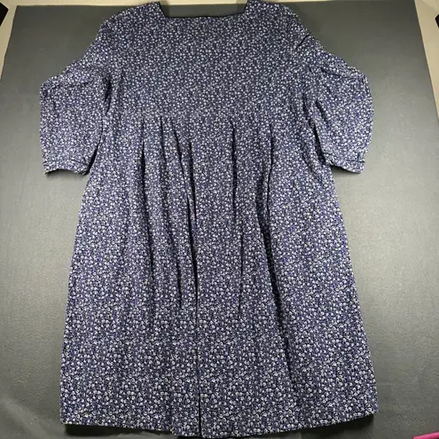 Lanz of Salzburg Women Blue Floral Button Front Midi Dress Prairie Cottagecore Purple Size XL