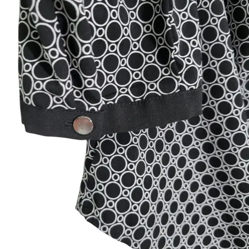 Black & White Geometric Print 3/4 Sleeve Blouse Top