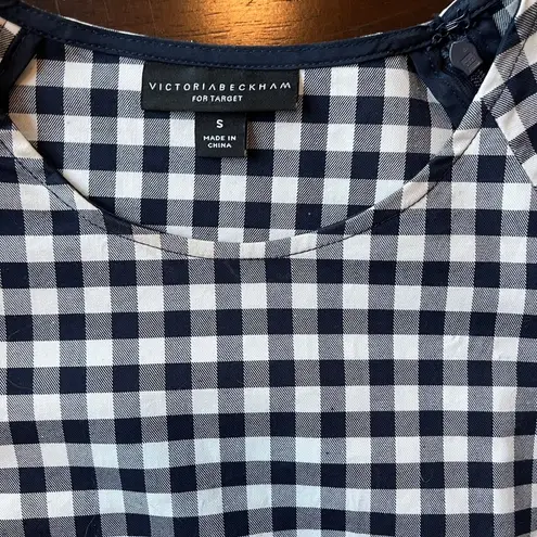 Victoria Beckham for Target Black and White Gingham Check, Ruffle, 3/4 Sleeve, S