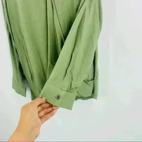 Terra & Sky  Green Long Sleeve Open Wrap‎ Top 4X