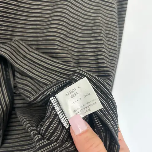 Paul Smith Black Gray Striped V Neck Long Sleeve Shirt Sz M Size M