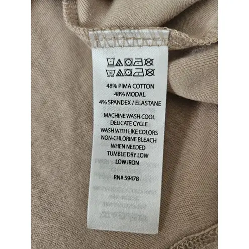 Cynthia Rowley NWT  Taupe Top Pima Cotton Modal Blend Scallop Trim Sz M