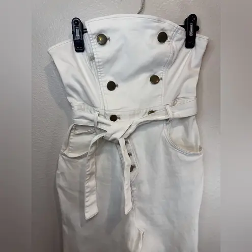 Marissa Webb Women’s Strapless White Denim Jumpsuit Size 6