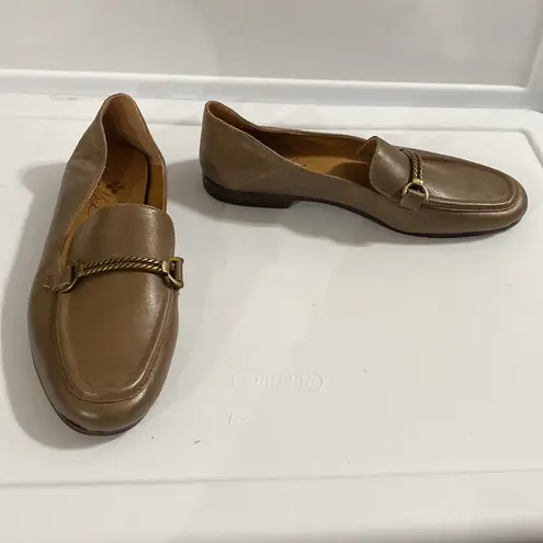 Patricia Nash New Fia horsebit loafer collapsible heel in taupe tan leather sz 7