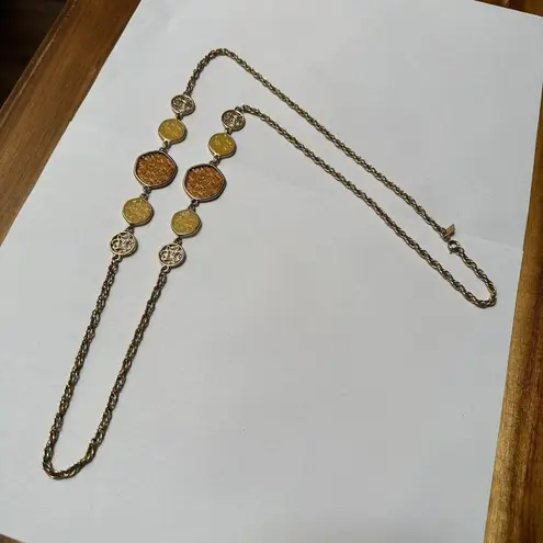 Signed Sarah Coventry Necklace Long Gold Tone Chain