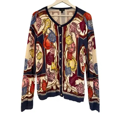 Talbots  charming cardigan tea party printed sweater XL petite
