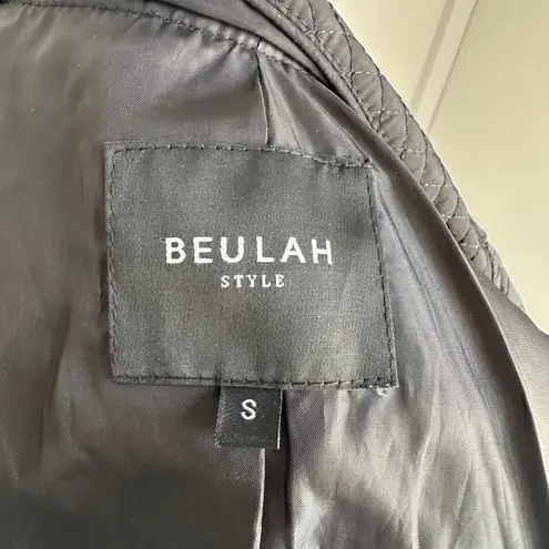 Beulah Black Moto Style Quilted Zip Up Lightweight Jacket Women's Small