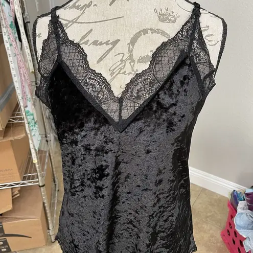Womens Tank Top Small Black Velvet Crush Lace Edgy Emo Punk Mob Wife Gothic Y2k