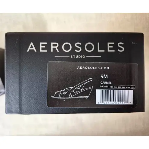 Aerosoles Brand New In Box Carmel Brown Leather Wedge Heel Sandals Shoes Size 9M
