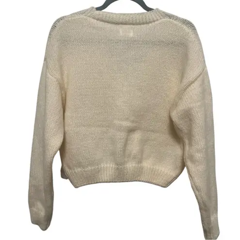 NWT Luna Ivy Valentines sweater cream chunky cozy red hearts cardigan size large