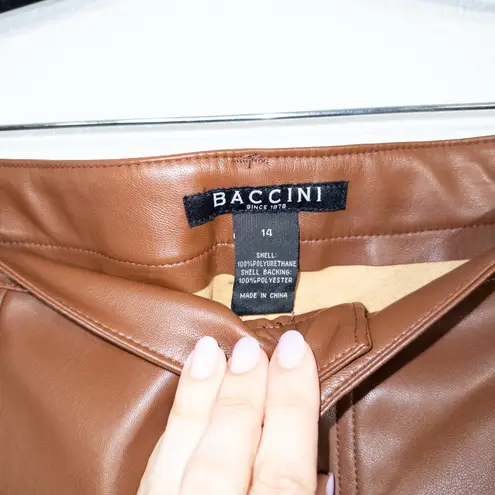 Baccini New Brown Faux Leather High Rise Skinny Pants Size 14