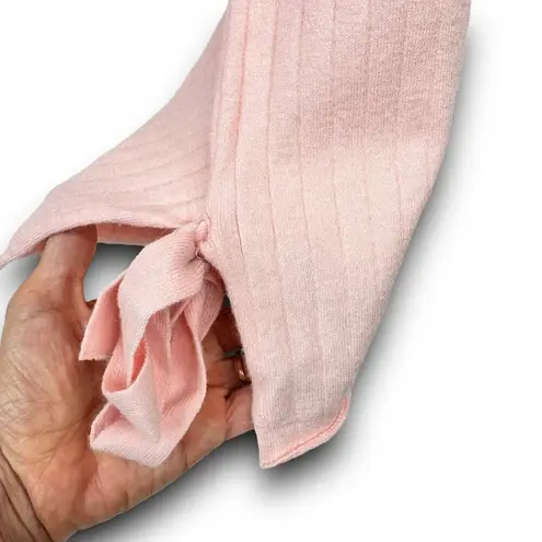Pink Casual Long Bell Sleeve Ribbed Cropped Sweater Top Soft Fabric Size Small