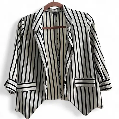Black and White Pinstripe Satin Blazer Size Small