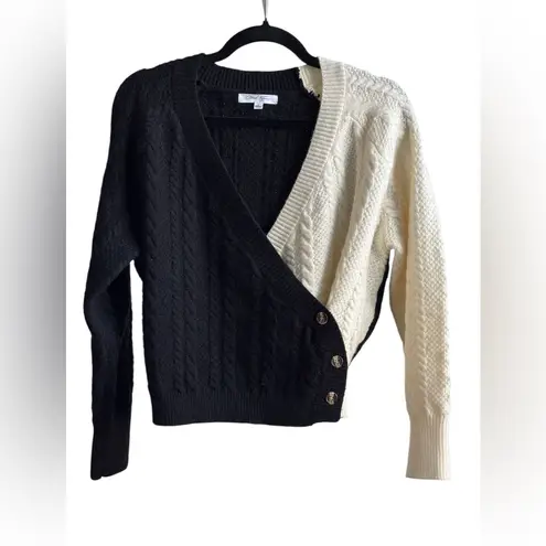 Cloud Ten Two-Tone Wrap Cable Knit Sweater