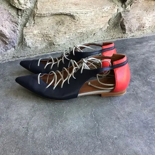 Malone Souliers Montana Two Toned Leather Lace Up Flats