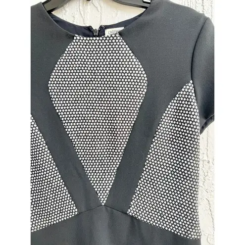 L'Agence Short Sleeve Geometric Sheath Mini Dress Black Women's Size US 8