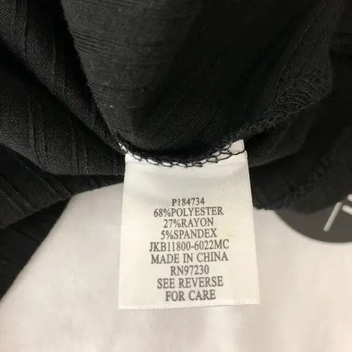 Crave fame New Striped Rib Knit Top 3/4 Sleeve Crewneck Tee Black Multi Juniors