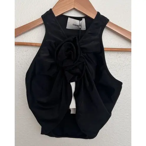 Coperni Rosette Racerback Stretch Jersey Crop Top Black Size XS Sleek Minimal