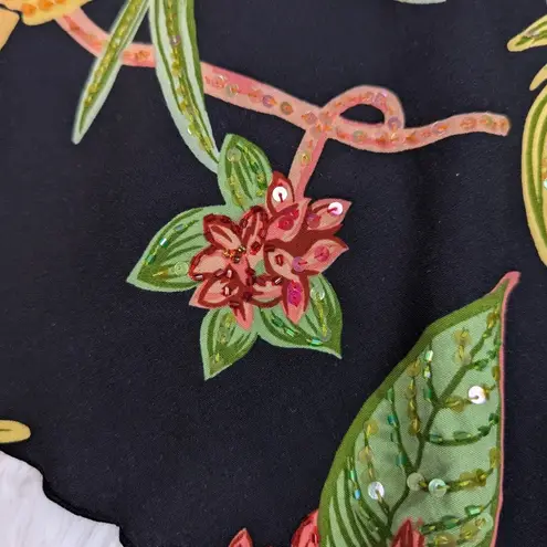 Y2K Vintage Faith Resortwear Tropical Print Sequin Skirt Black Size M Size M