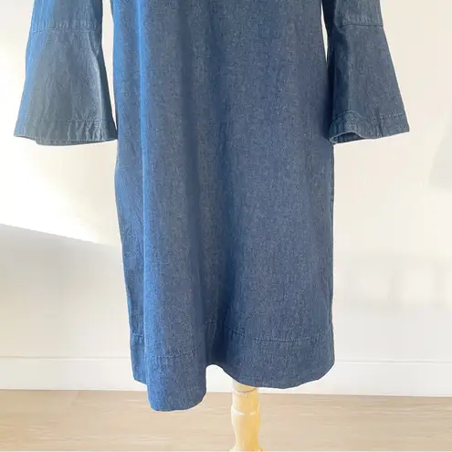 Draper James Dark Wash Chambray Ruffle Shift Dress | 6