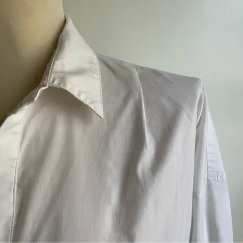 Magaschoni White Cotton Collared Draped Shirt Tunic Blouse Avante Garde Large