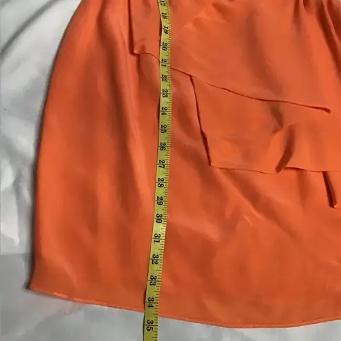 Shoshanna Womens One Shoulder Mini Shift Dress Coral Silk Pleated Size 2 Small