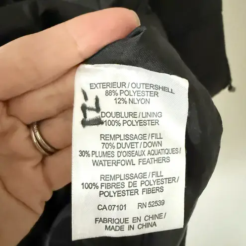 Platinum Utex Down High Collar Puff Long Coat in Black Size S