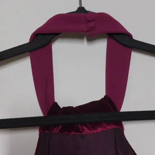 Black Halo Eve Dress Burgundy Halter Sleeveless Bow Velvet USA Gown 12