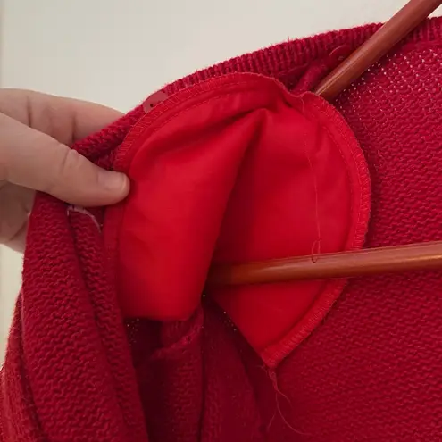 Tiara International Christmas Reindeer Red Knit Zippered Cardigan estimated size Medium