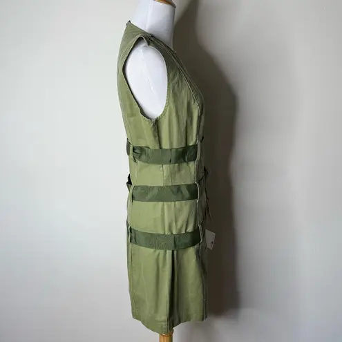 Zara Green Wax Belted Mini Dress Size L