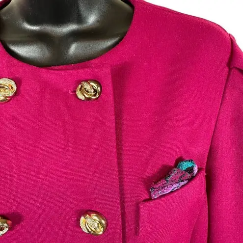 Vintage Manikin Fusia Double Breasted Crewneck Blazer Size 4 Red Size M