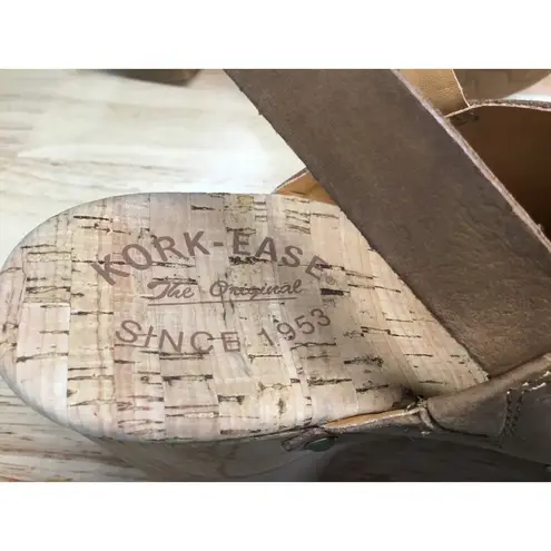 Kork-Ease Darby KE0012606 Clog Women's US 11M Brown Leather Woodgrain Wedge Heel