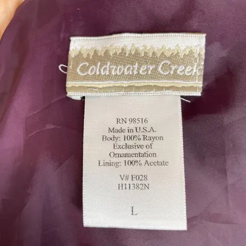 Coldwater Creek Velvet Jacket Lace Collar Purple Women Button Up Victorian Size Large Delicate