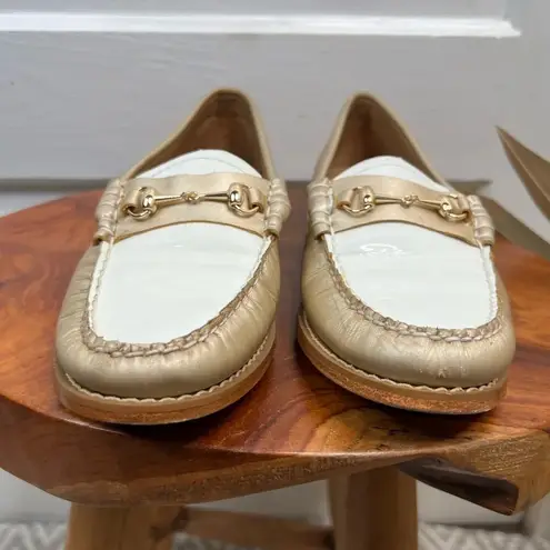 G.H. Bass Women's Lianna Bit Colorblock Loafers Gold and White Size 6.5 Casual