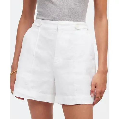 Madewell  Clean Button Tab Shorts Linen White High Waisted Pockets US 4 NWT thumbnail 1