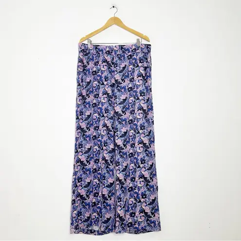 Marine layer Allison Trouser Wide Leg in Violet Watercolor Size XL - Image 3