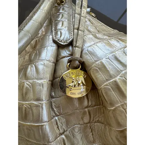Brahmin Elissa Ginger Ale La Scala Crocodile Embossed Leather Satchel HandbagNWT