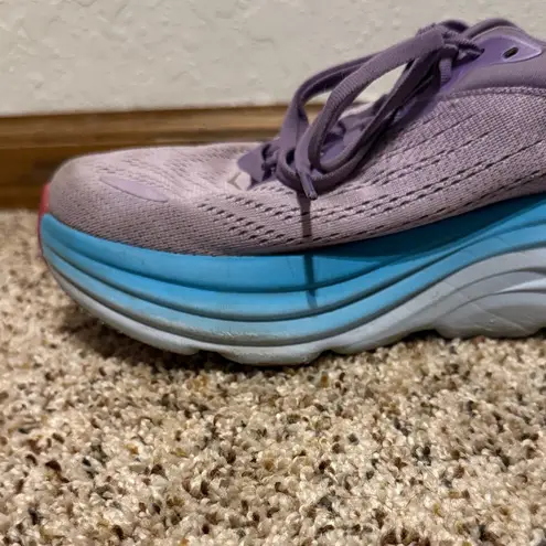 Hoka Women’s Bondi 8 Running Shoes Size 7B Turquoise Purple Cushioned Sneakers