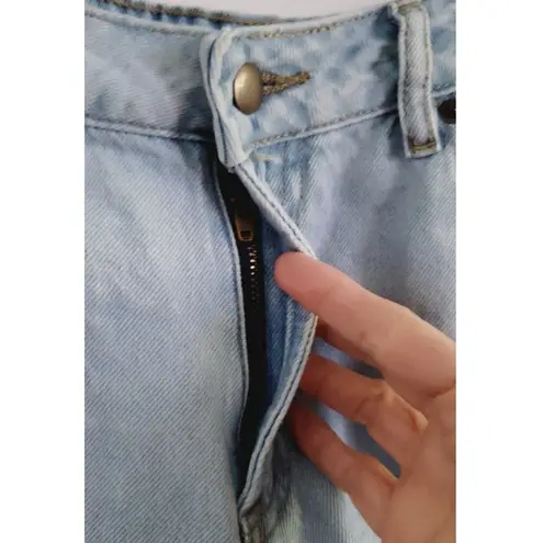 American Bazi High Waist Fringed Hem Denim Shorts Medium