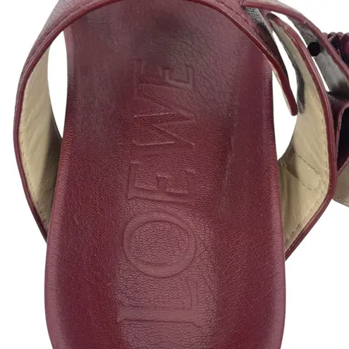 Loewe Ease Anagram Buckle Leather Thong Sandal Bordeaux Red Size 36