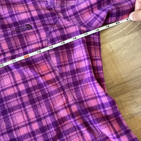 The North Face  Small Pink Purple plaid fleece 1/4 zip up pullover