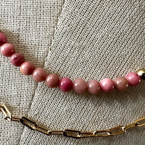 gold tone rhonodoniteādouble chain 14k gold dipped necklace