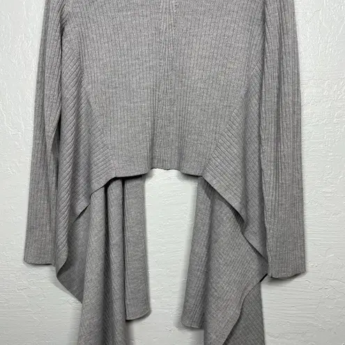 Athleta Women L Light Gray Solstice Wrap Merino Wool Cardigan Open Front Drape