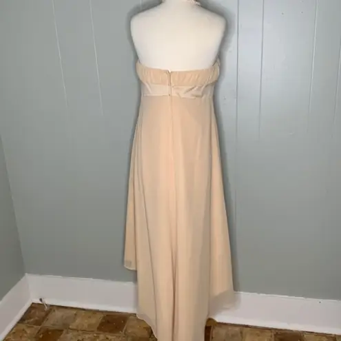 Alfred Angelo Champagne Chiffon Overlay Formal Prom Hi/Lo Strapless Dress M