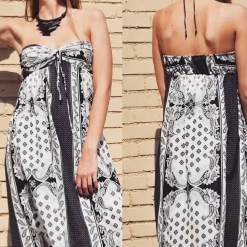 Bandeau Patterned Maxi Dress Black