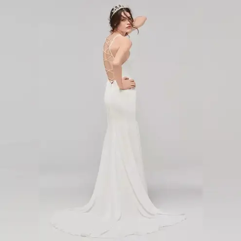 Willowby by Watters 59310 Knox Wedding Dress Ivory Halter Strappy Back size 6 White