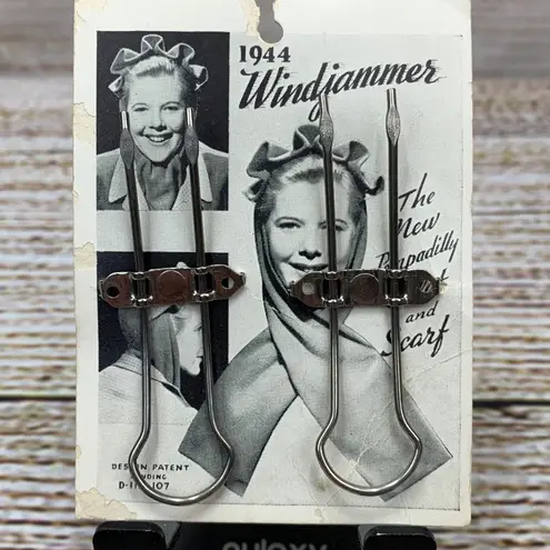 Vintage 1944 Windjammer Piccadilly Scarf Pin Clip Set On Card Tempadilly Silver