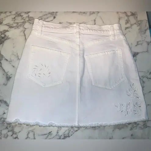 frame denim Frame Embroidered White Denim Mini Skirt