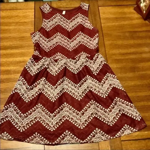 Xhilaration Xhileration Red White Soft Zig Zag Dress Size Large