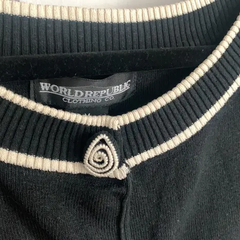 Vintage World Republic Black & Cream Silk Blend Button